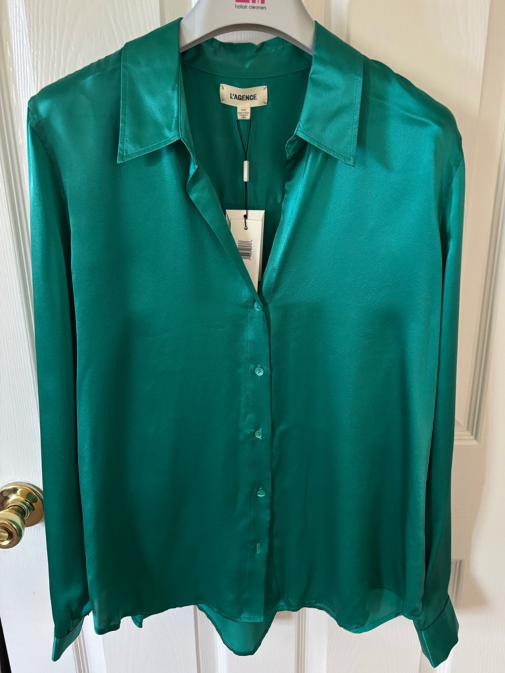 L’Agence Tyler Silk Blouse Bright Jade Medium